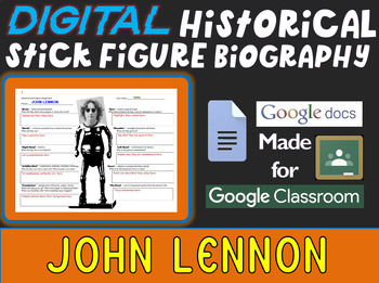 Preview of JOHN LENNON Digital Historical Stick Figure Biography (MINI BIOS)