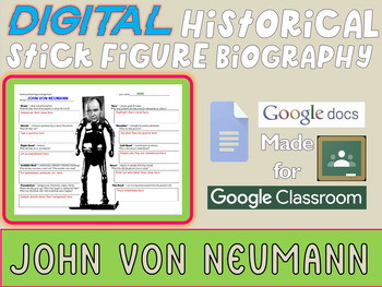 Preview of JOHN VON NEUMANN Digital Historical Stick Figure Biography (MINI BIOS)
