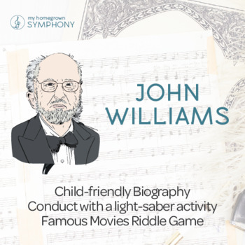 Preview of JOHN WILLIAMS Lesson Plan with Movie Music Activity and Light Saber Craft