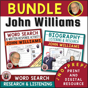 Preview of JOHN WILLIAMS Music Activities and Worksheets BUNDLE
