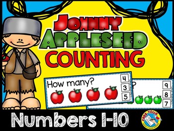 Preview of JOHNNY APPLESEED ACTIVITY FALL MATH COUNTING APPLES KINDERGARTEN PRESCHOOL TASK