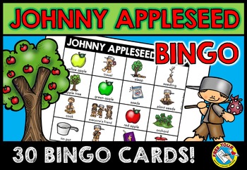 Preview of JOHNNY APPLESEED ACTIVITY | SEPTEMBER BINGO GAME FOR 1ST 2ND GRADE VOCABULARY