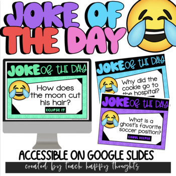 Preview of JOKE OF THE DAY Daily Humor Slide Poster WHOLE YEAR 221 NO PREP Google Slides