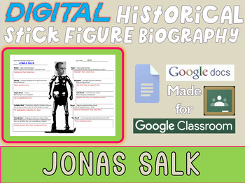 Preview of JONAS SALK Digital Historical Stick Figure Biography (MINI BIOS)