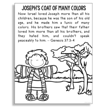 JOSEPH'S COAT OF MANY COLORS Bible Story Coloring Page | Religious Craft