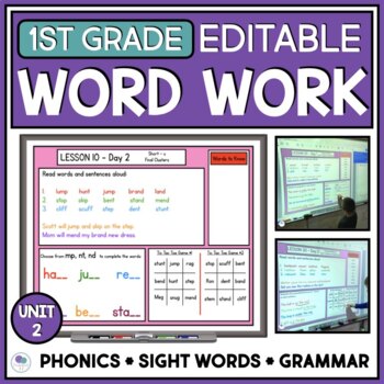 Preview of First Grade Phonics Games And Word Work Activities | Grammar | Spelling Words