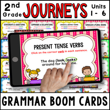 Preview of JOURNEYS Second Grade Grammar Units 1 - 6 Boom Cards / Digital Task Cards