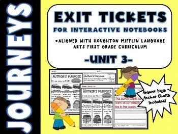 Preview of JOURNEYS Unit 3 Houghton Mifflin ELA Exit Tickets