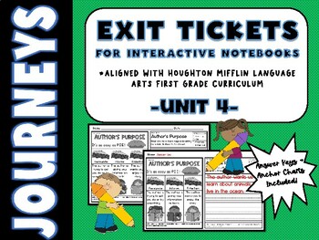 Preview of JOURNEYS Unit 4 Houghton Mifflin ELA Exit Tickets