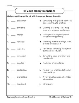 vocabulary target grade journeys worksheets practice study word followers