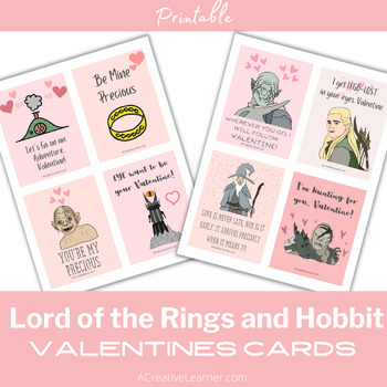 Preview of JRR Tolkien Inspired Valentines Day Cards - Hobbit and Lord of the Rings