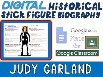 Preview of JUDY GARLAND - Digital Stick Figure Mini Biographies (GOOGLE DOCS)