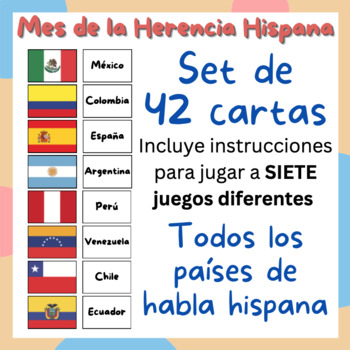 Preview of JUEGOS BANDERAS: Hispanic Heritage Month - Set de 42 cartas + 7 juegos