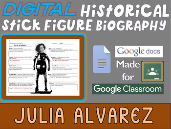 Preview of JULIA ALVAREZ Digital Historical Stick Figure Biographies  (MINI BIO)