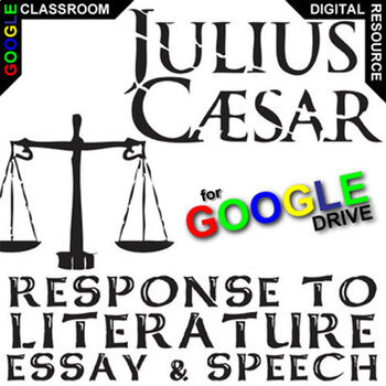 Preview of JULIUS CAESAR Essay Questions, Speech Writing Prompts DIGITAL Thesis Summative