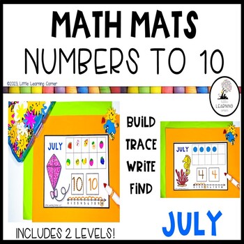 Preview of JULY Math Mats Numbers to 10 |  Counting Center Activity