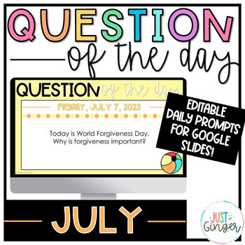 Preview of July morning work - SUMMER SCHOOL Journal Prompts - morning meeting slides