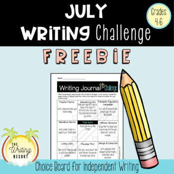 Preview of JULY Writing Journal Challenge