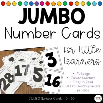 Preview of JUMBO Number Cards 0-30 Number ID Fluency *FREEBIE*