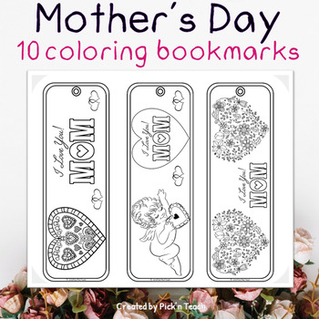 free mothers day coloring bookmarks by pickn teach tpt