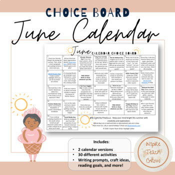 Preview of JUNE Creativity Calendar- Choice Board- Enrichment- Summer Fun