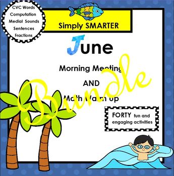 Preview of JUNE MORNING MEETING AND MATH WARM UP BUNDLE