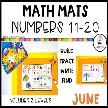 Preview of JUNE Math Mats Numbers 11 to 20 | Summer Counting Teen Activity