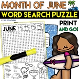 June Word Search Puzzle Summer Word Search Early Finishers