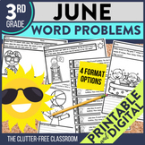 JUNE WORD PROBLEMS Math 3rd Grade Third Activities Workshe
