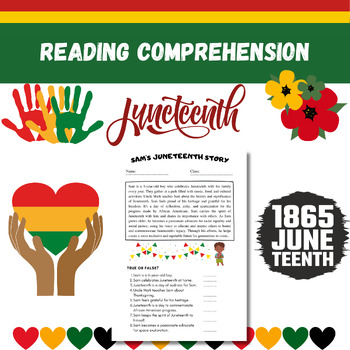 Preview of JUNETEENTH Reading Comprehension Activity - Beginner
