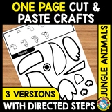 JUNGLE ANIMAL ACTIVITY CUT & PASTE CRAFT SHEET RESEARCH CO