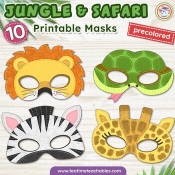 JUNGLE ANIMALS - SAFARI ANIMALS Printable Masks by Tea Time Monkeys