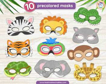 10 printable wild animal masks  Animal masks, Carnival crafts