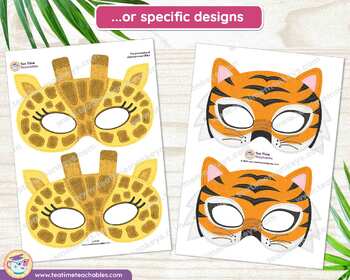 Jungle Animals Printable Masks Monkey Mask Zebra Tiger 