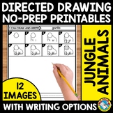 JUNGLE ANIMALS DIRECTED DRAWING STEP BY STEP WORKSHEET WRI