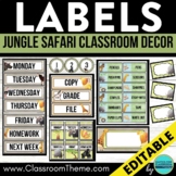 JUNGLE Classroom Decor LABELS organization editable printa