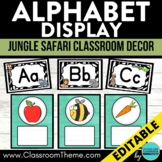 JUNGLE Theme Classroom Decor ALPHABET CHART card line lett