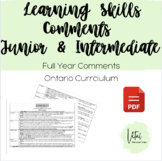 INTERMEDIATE Full Year Learning Skills Report Comments, Te