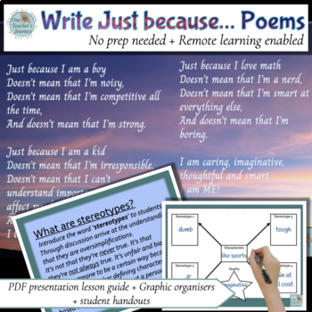 Preview of JUST BECAUSE POEM guided lesson plan for POETRY WRITING suits 3rd-6th