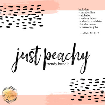 Preview of JUST PEACHY classroom decoration starter pack | peaches + polka dots