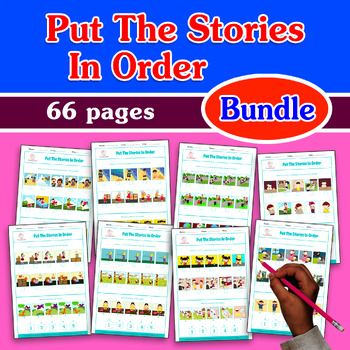 Preview of BUNDLE PUT THE STORIES IN ORDER 5 pictures sequencing sequence ABA AUTISM