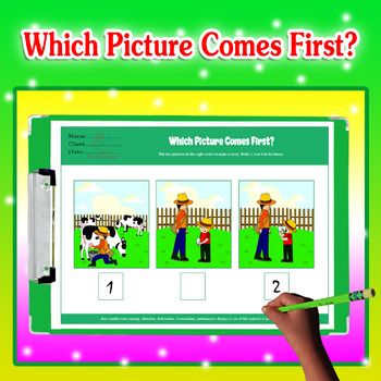 WHICH COMES FIRST, 3 pictures sequencing, sequence, speech therapy, SET ...