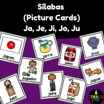 Ja Je Ji Jo Ju Picture Cards in Spanish (tarjetas fichas con fotos)