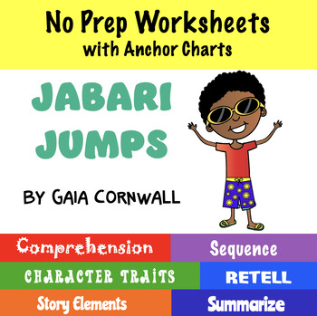 Preview of Jabari Jumps Reading Skills Worksheets Comprehension NO PREP Easy Sub Plans
