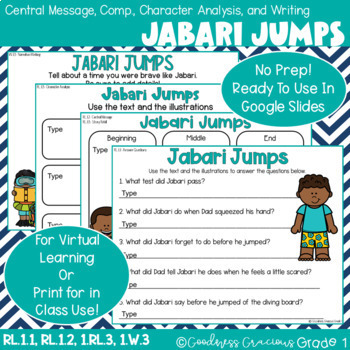 Preview of Jabari Jumps Story Retell, Comp, Character Analysis, & Narrative Writing