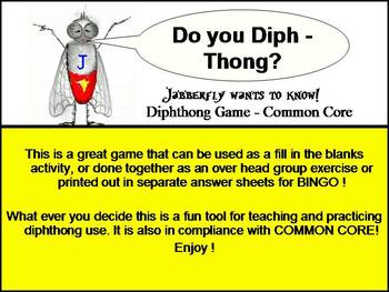 Preview of Jabberfly's Diphthong Bingo