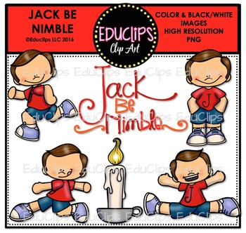 Preview of Jack Be Nimble Nursery Rhyme Clip Art Bundle {Educlips Clipart}