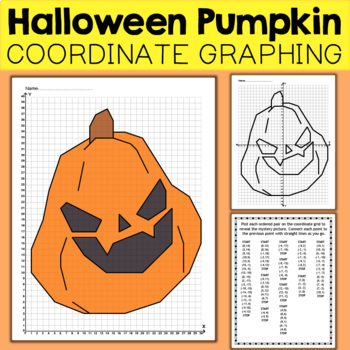Preview of Jack-O-Lantern Pumpkin Coordinate Graphing Mystery Picture 
