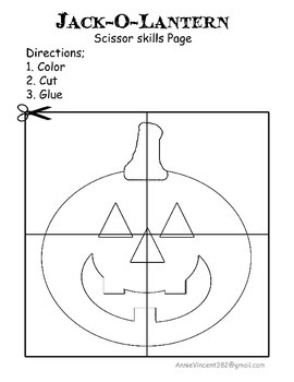 Download Jack-O-Lantern Scissor Skills Page by Annie Vincent 82 | TpT