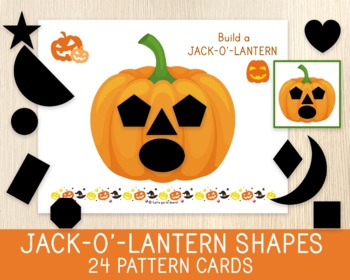 Preview of Jack-O'-Lantern Shapes Activity, Pumpkin Matching Game, Halloween, 2D Shapes